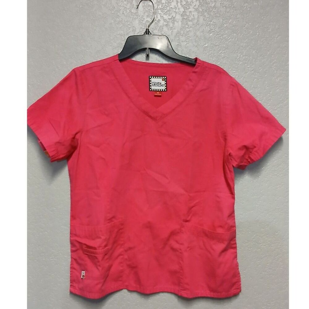 Mary Engelbreit pink scrub top size Medium